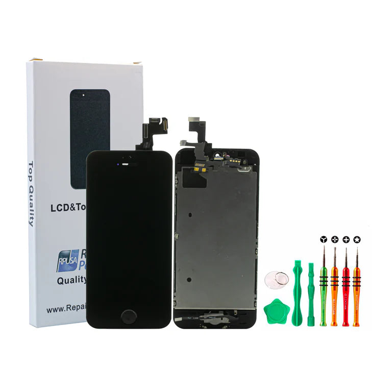 iPhone 5C Black Grade A Glass Screen Replacement Repair Kit + Basic Tools