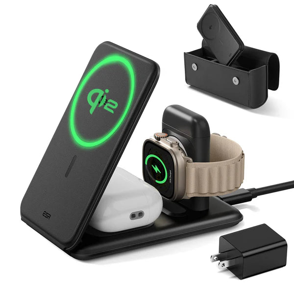 Qi2 3-in-1 Travel Wireless Charging Set (Bag Included)