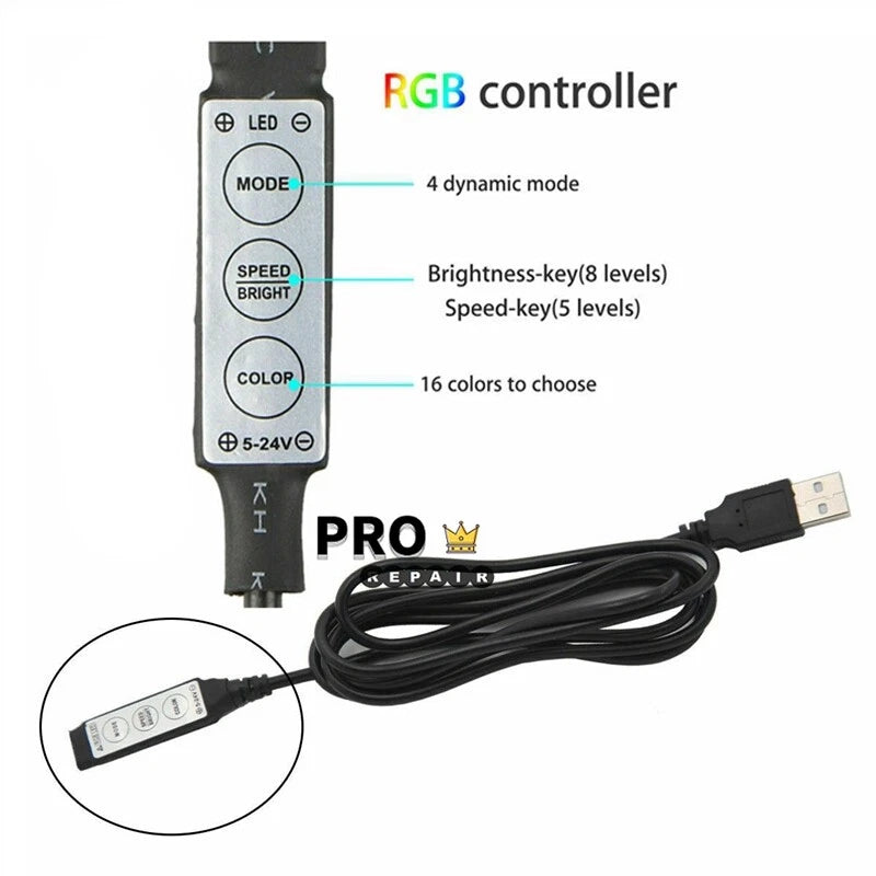 4 Pin USB 1M 20Key 24Key Music Sound RGB LED Light Controller