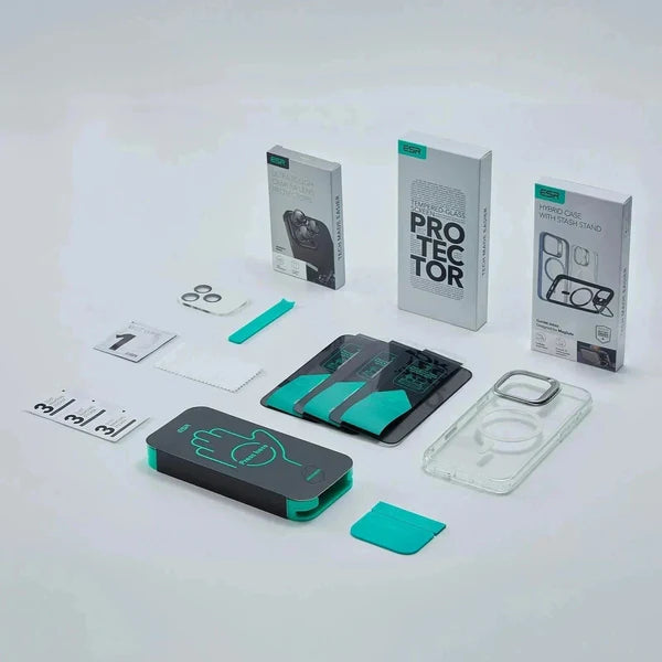iPhone 16 Classic Hybrid Magnetic Case (Camera Control, Stash Stand) & Privacy Screen Protector Bundle