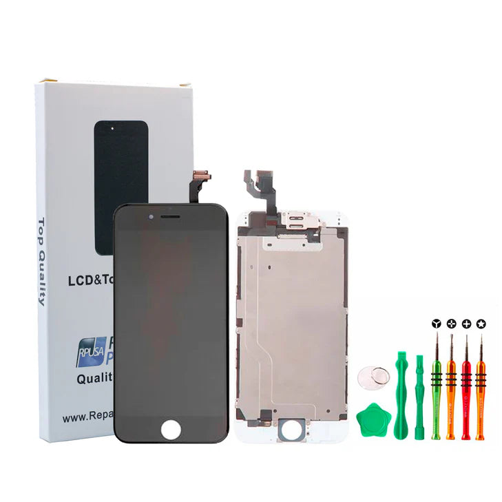 iPhone 6 Glass Screen Replacement Repair Kit + Small Parts + Premium Tools (Black) (Premium)