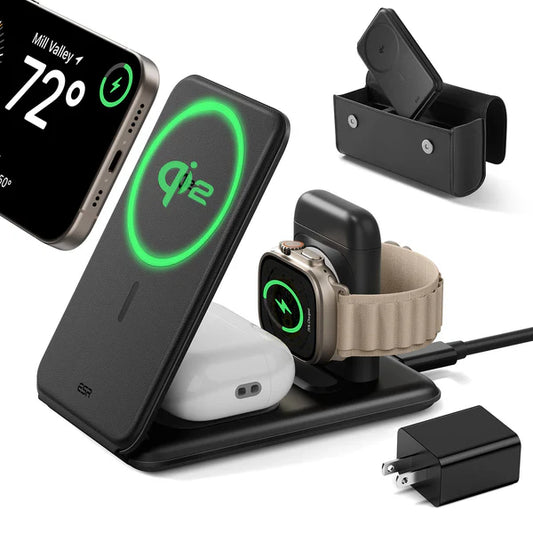 Qi2 3-in-1 Travel Wireless Charging Set (Bag Included)