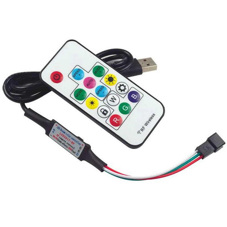 DC 5V USB Controller for WS2812B LED Strip Light Addressable Wireless RF Remote