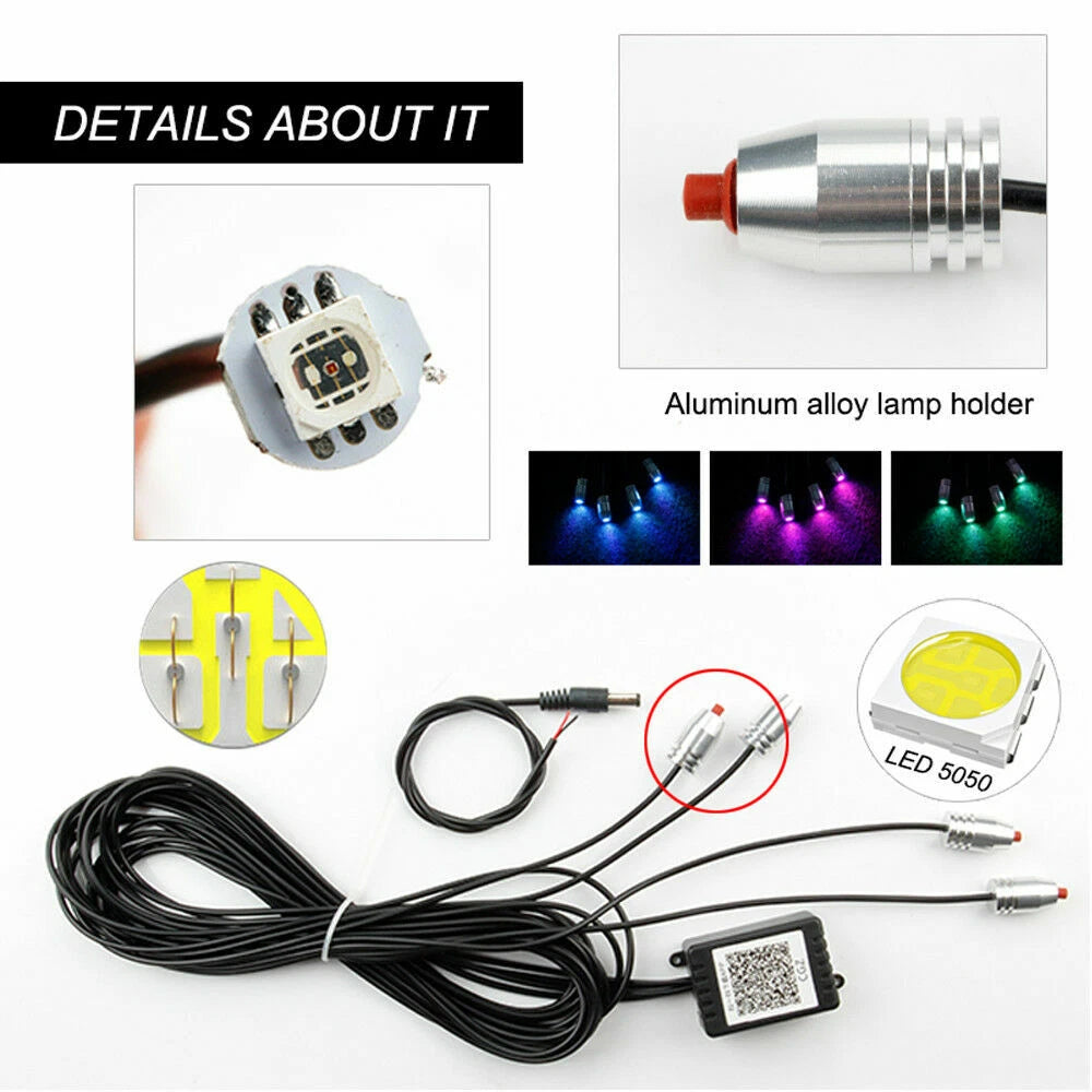 Multi-Color RGB LED Car Interior Strips Bluetooth APP Control Atmosphere Light