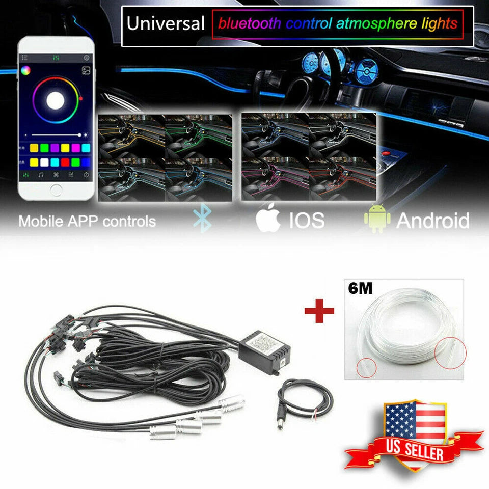 Multi-Color RGB LED Car Interior Strips Bluetooth APP Control Atmosphere Light