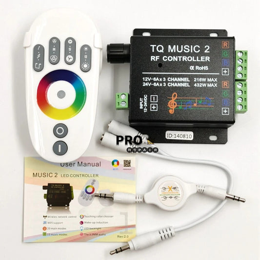 Music Touch RF 18A DC12-24V Audio 3.5mm Remote Control For LED RGB Strip Light